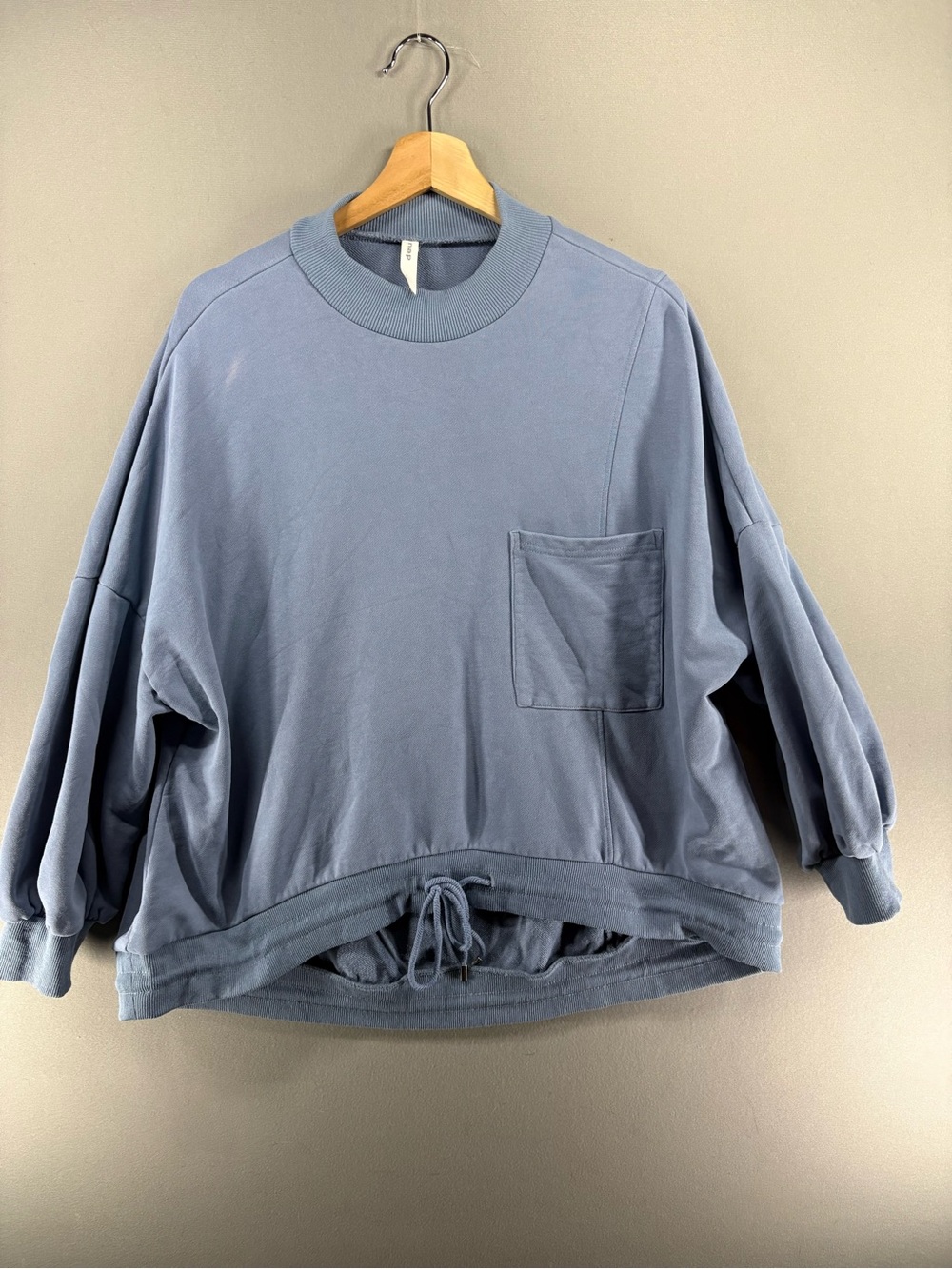 NAP Loungewear Women’s Oversized Blue Pullover Sweatshirt Drawstring Hem Size L